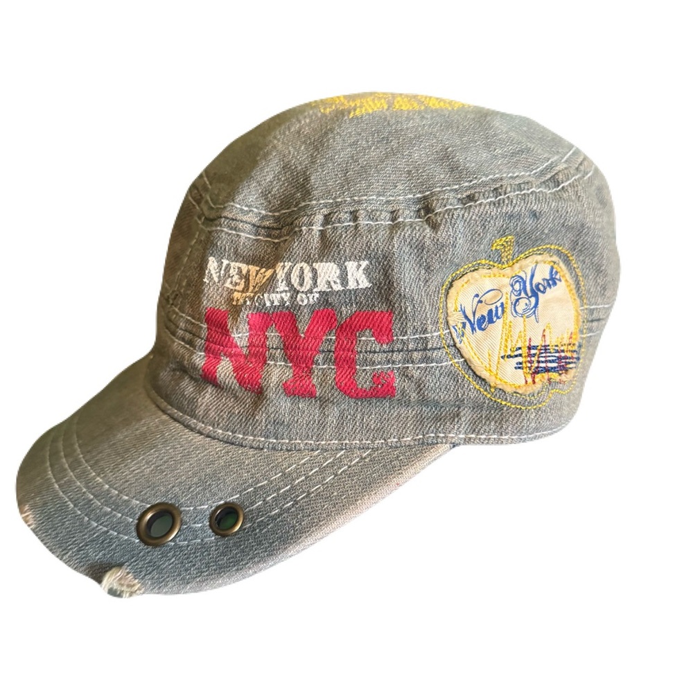 Robin Ruth Women's One Size Denim Distressed New York Themed Hat